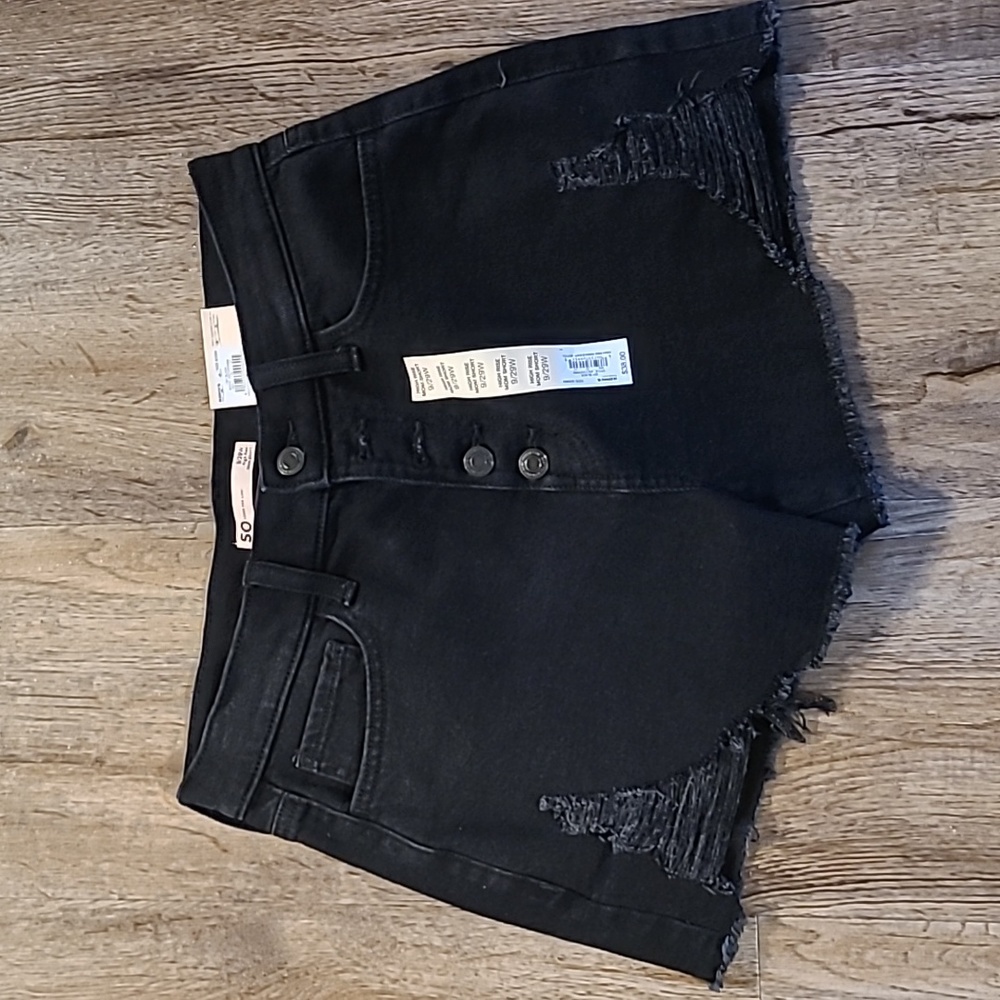 SO BRAND WOMEN'S JUNIORS BLACK DISTRESSED HIGH-RISE MOM SHORTS SIZE 9/29W